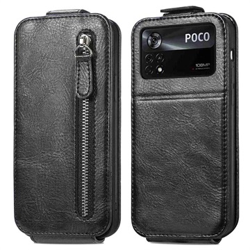 Zak met ritssluiting Xiaomi Poco X4 Pro 5G verticale flip-case - zwart