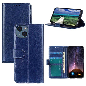 iPhone 14 Wallet Case met Magnetische Sluiting - Blauw