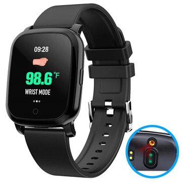 Waterdichte Bluetooth Smartwatch met IR Thermometer CV06 - Zwart