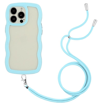 Wavy Edge iPhone 14 Pro Hybrid Case met Lanyard - Blauw