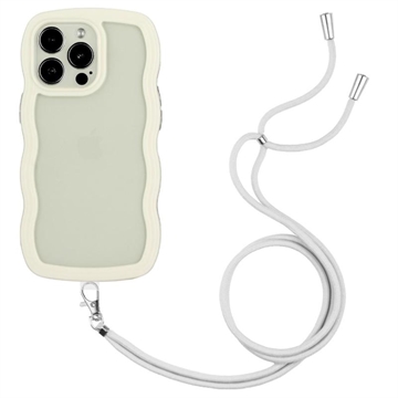 Wavy Edge iPhone 14 Pro Hybrid Case met Lanyard - Wit