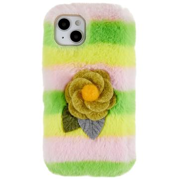 3D Plush Harige winter iPhone 14 TPU Hoesje - Geel Rosa