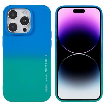 X-Level Rainbow iPhone 14 Pro TPU Hoesje - Groen / Blauw