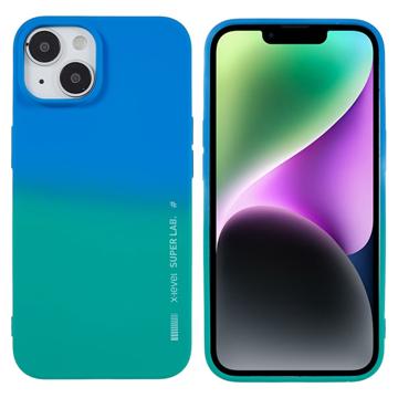 X-Level Rainbow iPhone 14 TPU Hoesje - Groen / Blauw