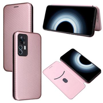 Xiaomi 12T/12T Pro Flip Case - Koolstofvezel - RosÃ© goud