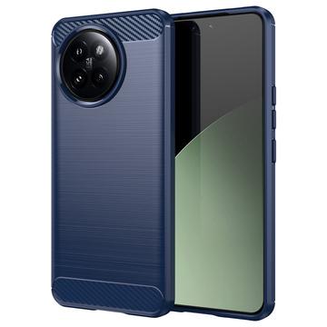 Xiaomi Civi 4 Pro/14 Civi Geborsteld TPU Hoesje - Koolstofvezel - Blauw