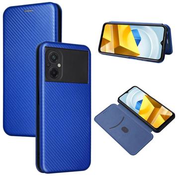 Xiaomi Poco M5 Flip Case - Koolstofvezel - Blauw