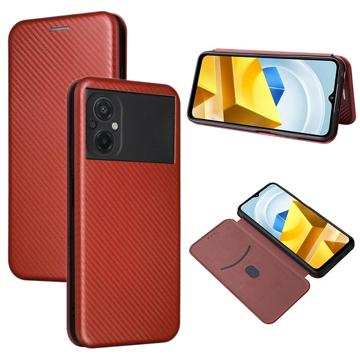 Xiaomi Poco M5 Flip Case - Koolstofvezel - Rood