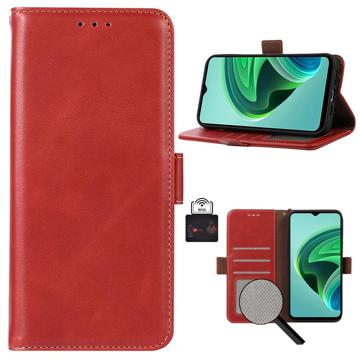 Xiaomi Redmi 10 5G/Note 11E Leren Portemonnee Hoesje met RFID - Rood