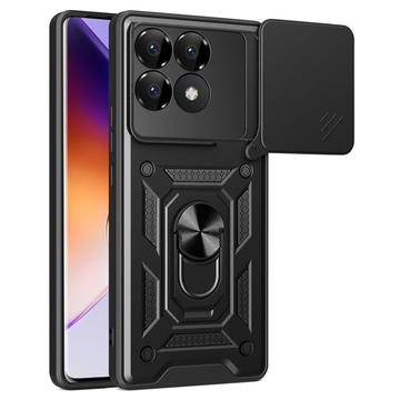 Xiaomi Redmi K70/K70 Pro/Poco F6 Pro Hybride Hoesje met Roterende Ring en Cameraschild - Zwart