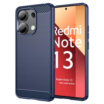 Xiaomi Redmi Note 13 4G Geborsteld TPU Hoesje - Koolstofvezel - Blauw