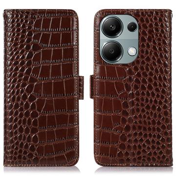 Xiaomi Redmi Note 13 Pro 4G/Poco M6 Pro Crocodile Series Wallet Leren Hoesje met RFID - Bruin