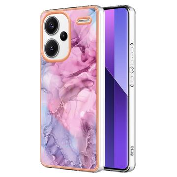 Xiaomi Redmi Note 13 Pro+ Marmerpatroon Gegalvaniseerd IMD TPU Hoesje - Blauw / Roze