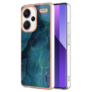 Xiaomi Redmi Note 13 Pro+ Marmerpatroon Gegalvaniseerd IMD TPU Hoesje - Groen