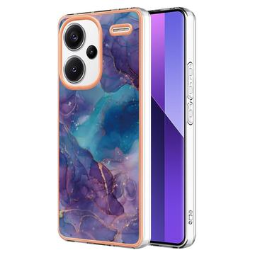 Xiaomi Redmi Note 13 Pro+ Marmerpatroon Gegalvaniseerd IMD TPU Hoesje - Paars