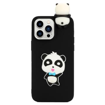 3D Cartoon iPhone 14 Pro Max TPU Hoesje - Blauwe Boog Panda