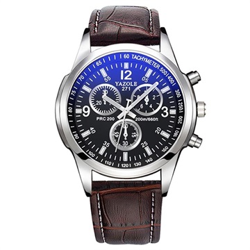 Yazole 271 Fashion Heren Quartz Horloge - Zwart / Bruin