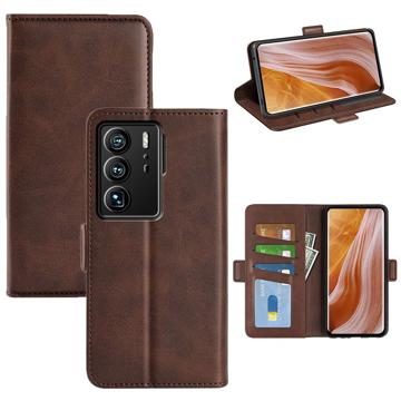 ZTE Axon 40 Ultra Wallet Case met Magnetische Sluiting - Bruin