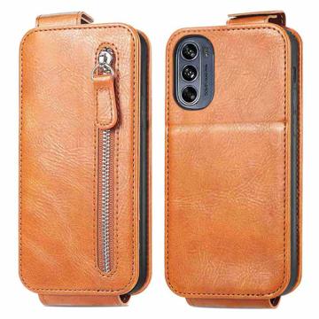 Ritsvak Motorola Moto G62 5G Verticale Flip Case - Bruin