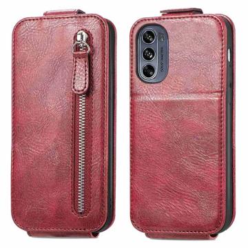 Ritsvak Motorola Moto G62 5G Verticale Flip Case - Rood