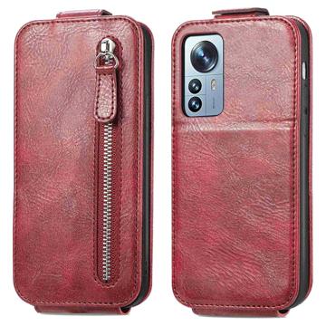 Ritsvak Xiaomi 12T/12T Pro/Redmi K50 Ultra Verticale Flip Case - Rood