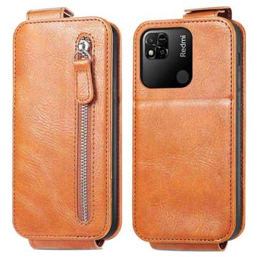 Ritsvak Xiaomi Redmi 10A Verticale Flip Case - Bruin