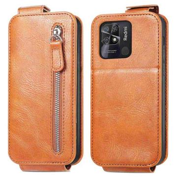 Ritsvak Xiaomi Redmi 10C Verticale Flip Case - Bruin