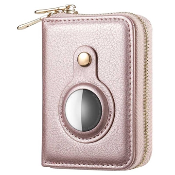 Zipper Wallet with Apple AirTag Holder and RFID - Pink