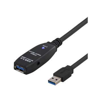 Deltaco Actieve USB 3.0 Verlengkabel - 5m - Zwart