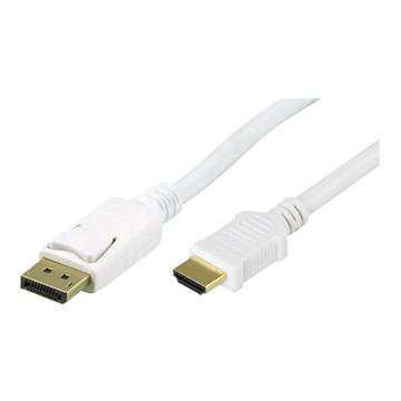 DELTACO Videokabel DisplayPort / HDMI 3m Hvid