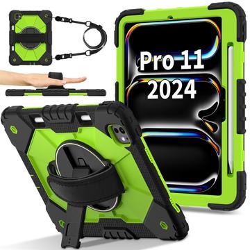 iPad Pro 11 (2024) Heavy Duty 360 Case met Draagriem - Groen