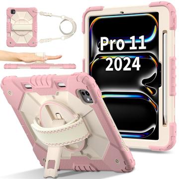 iPad Pro 11 (2024) Heavy Duty 360 Case met Draagriem - Rose Gold