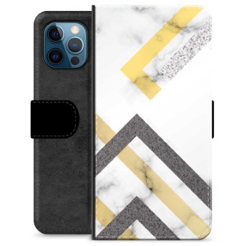 iPhone 12 Pro Premium Portemonnee Hoesje - Abstract Marmer