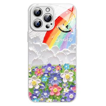 iPhone 12/12 Pro Glimlach & Regenboog Hybride Hoesje - Wit