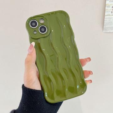 iPhone 13 3D Lineair Golvend Hoesje - Groen