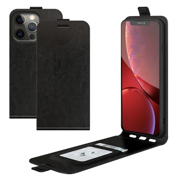 iPhone 13 Pro Vertical Flip Case met Kaarthouder - Zwart