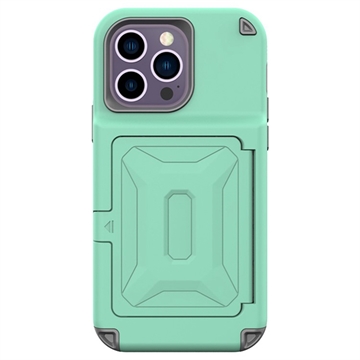 iPhone 14 Pro Max Hybrid Case met Verborgen Spiegel & Kaartsleuf - Groen