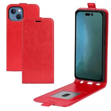 iPhone 14 Verticale Flip Case met Kaarthouder - Rood