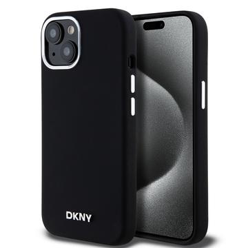 DKNY Silicone Metal Logo Back Case (MagSafe Compatible) - Geschikt voor Apple iPhone 15 (6.1") - Zwart