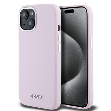 DKNY Silicone Metal Logo Back Case (MagSafe Compatible) - Geschikt voor Apple iPhone 15 (6.1") - Roze