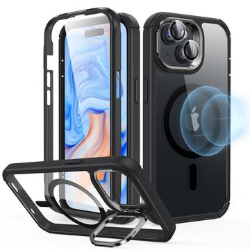 iPhone 15 ESR Armor Tough Kickstand HaloLock MagSafe Case - Black / Clear