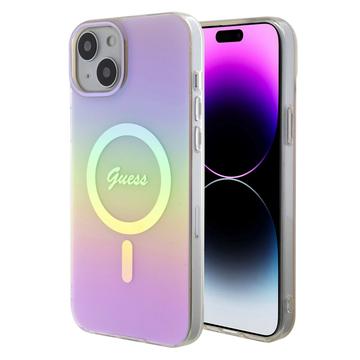 Guess Iridescent Script Back Case (MagSafe Compatible) - Apple iPhone 15 (6.1") - Roze