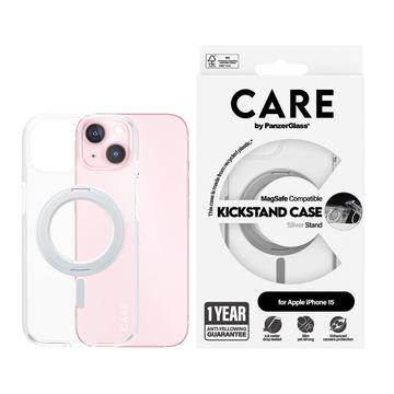 iPhone 15 PanzerGlass Care Kickstand Hoesje - MagSafe compatibel - Zilver