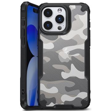 iPhone 15 Plus Anti-Shock Hybride Hoesje Camouflage Zwart