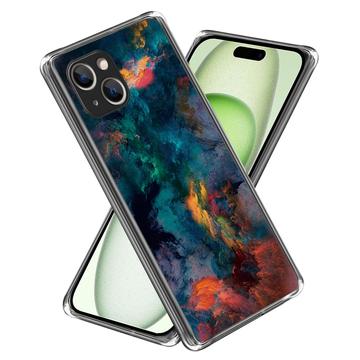 iPhone 15 Plus Stijlvolle Ultradunne TPU Hoesje - Kleurrijke Wolken