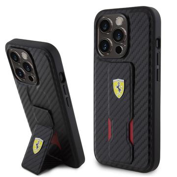 Ferrari Carbon Grip Back Case - Apple iPhone 15 Pro (6.1") - Zwart