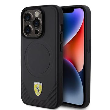 iPhone 15 Pro Backcase hoesje - Ferrari - Effen Zwart - Kunstleer