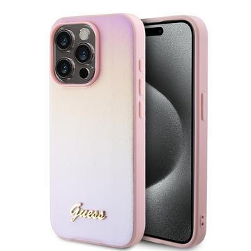 Guess Iridescent Metal Script Back Case - Apple iPhone 15 Pro (6.1") - Roze