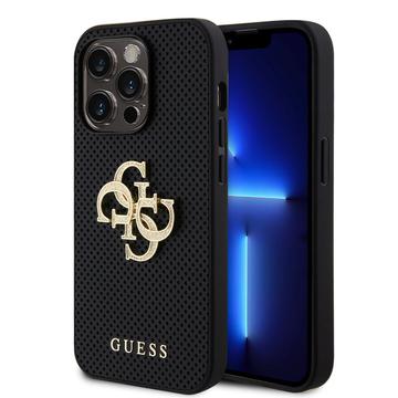 Bescherming Guess GUHCP15LPSP4LGK iPhone 15 Pro 6.1" black hardcase Leather Perforated 4G Glitter Logo