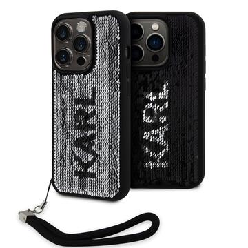 iPhone 15 Pro Karl Lagerfeld Reversible Sequins Hoesje - Zwart / Zilver